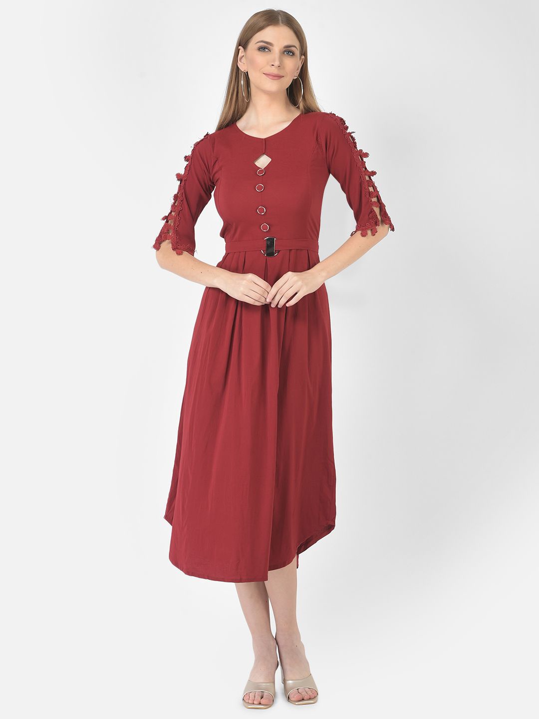 

FNOCKS Fit & Flare Midi Dress, Maroon