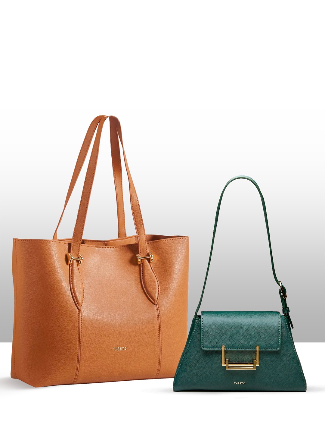 

THESTO PU Structured Shoulder Bag with Tasselled, Green