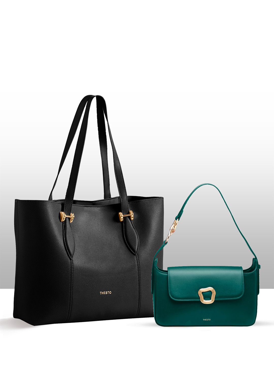 

THESTO PU Shopper Shoulder Bag with Cut Work, Green