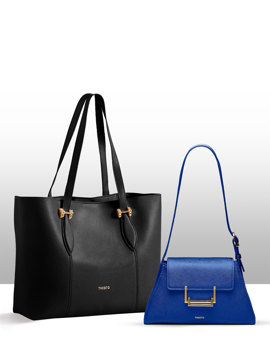 

THESTO PU Structured Shoulder Bag, Blue