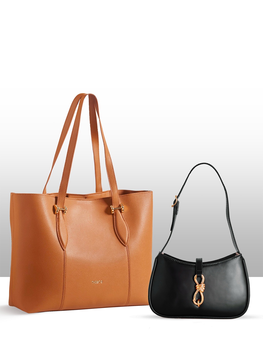 

THESTO PU Shopper Shoulder Bag with Tasselled, Black