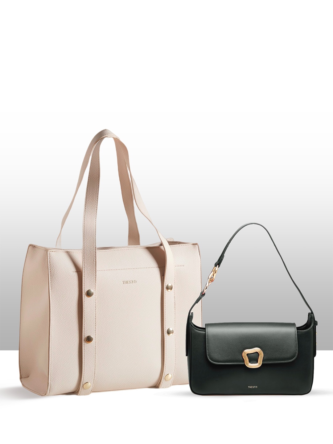 

THESTO PU Structured Handheld Bag, Black