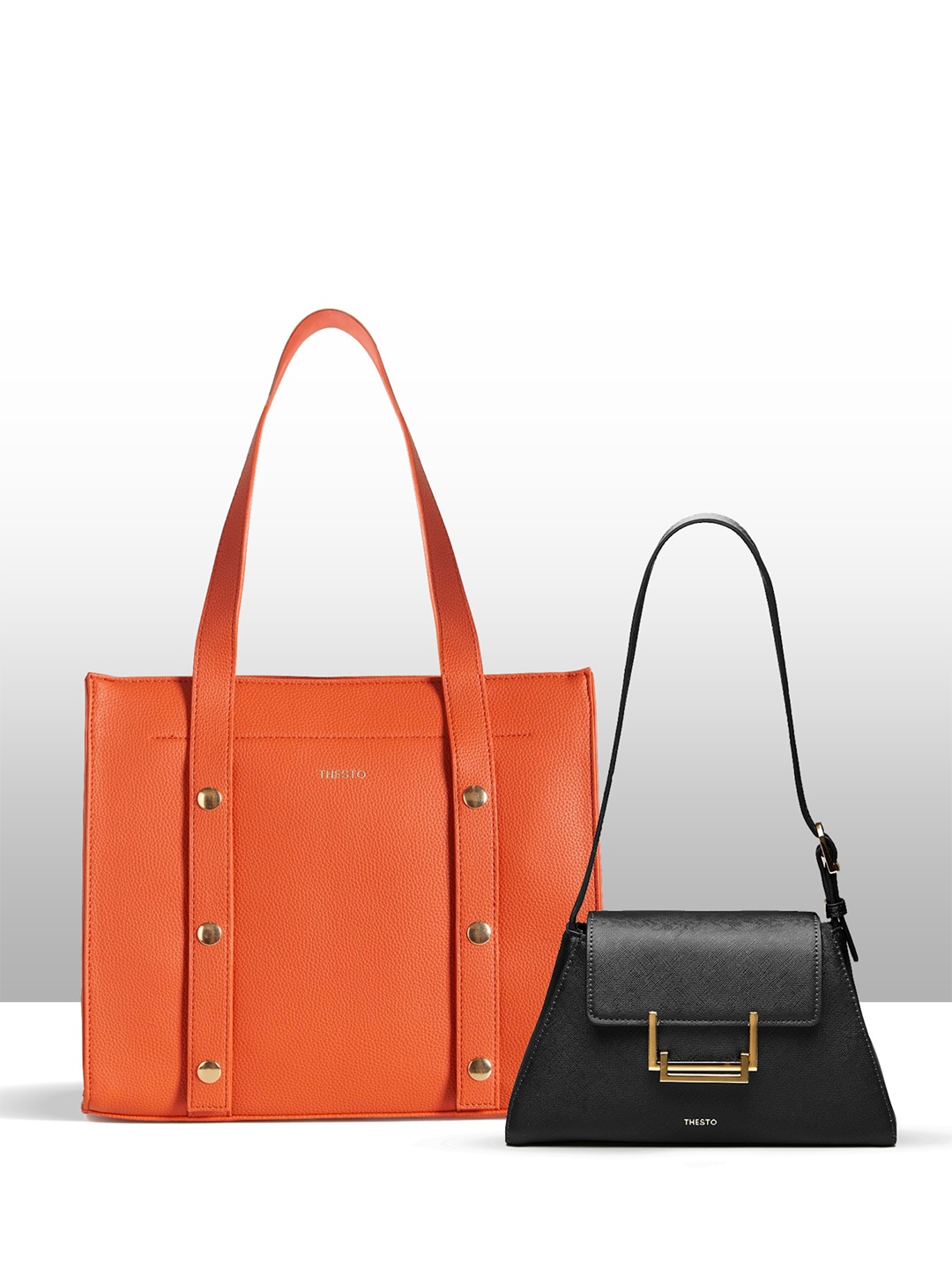 

THESTO PU Structured Shoulder Bag, Black