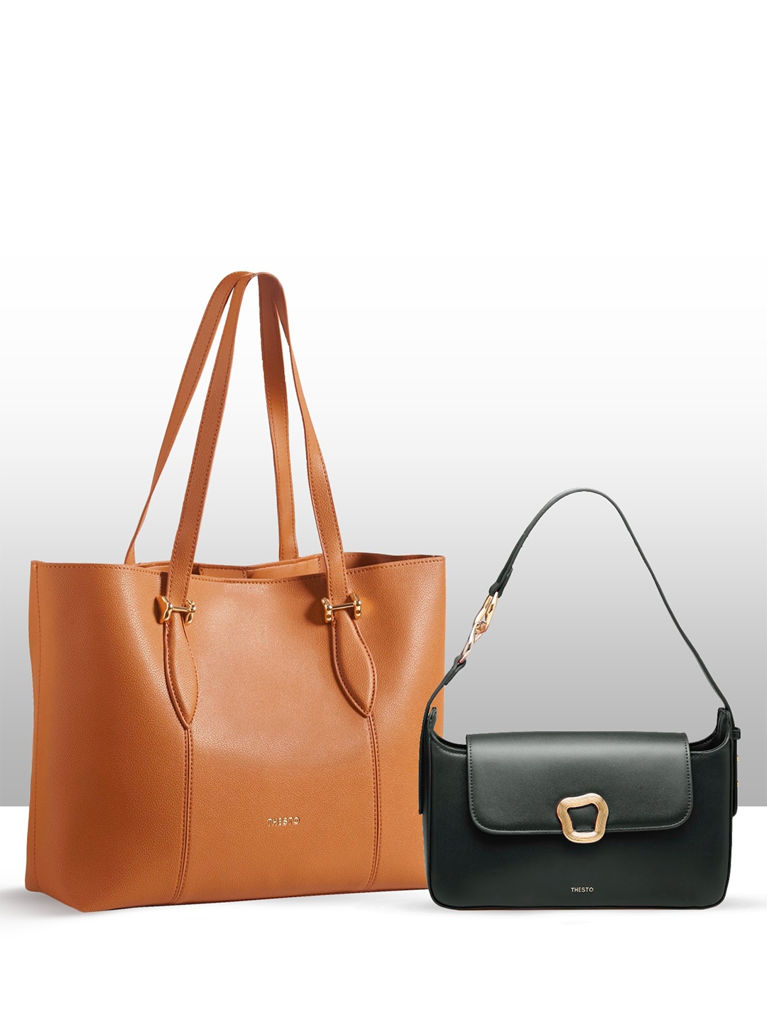 

THESTO PU Shopper Handheld Bag with Tasselled, Black