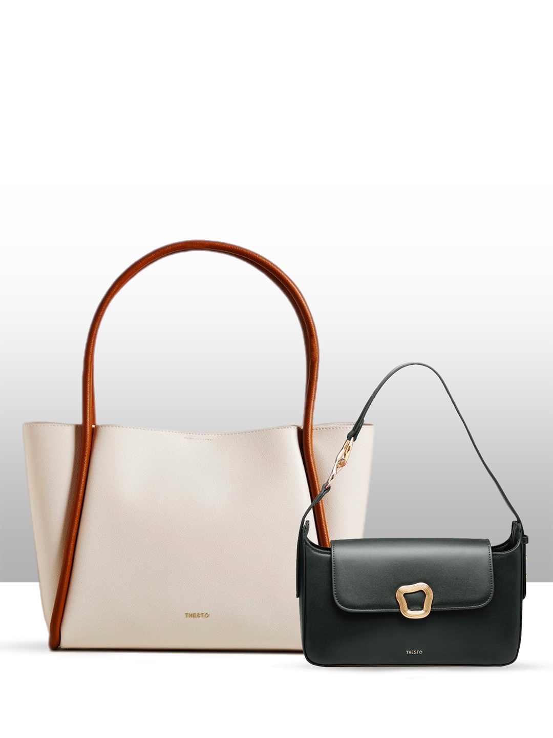 

THESTO PU Structured Handheld Bag, Black