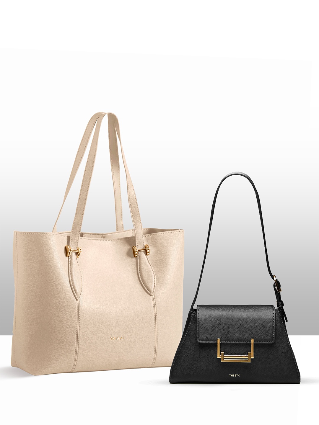 

THESTO PU Structured Shoulder Bag with Tasselled, Black