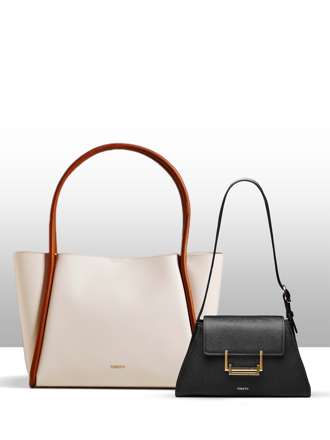 

THESTO PU Structured Handheld Bag, Black