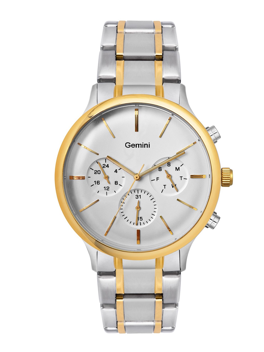 

GEMINI Men Dial & Stainless Steel Straps Analogue Multi Function Watch BNS 90134BM01, White