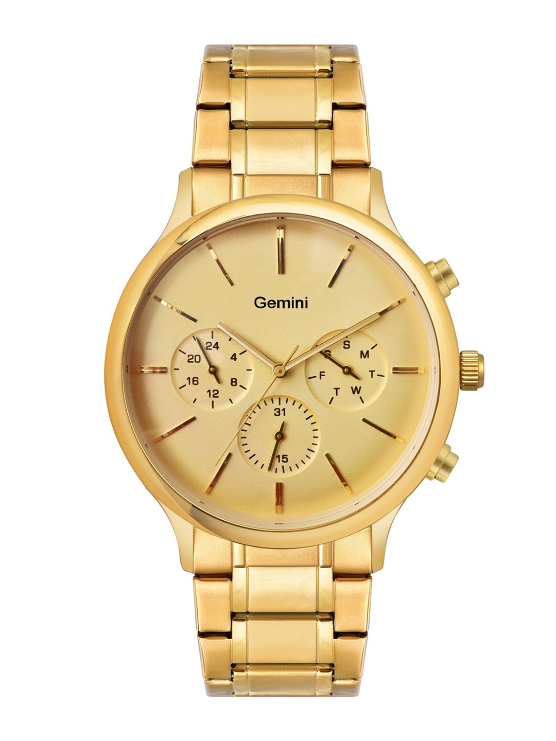 

GEMINI Men Dial & Stainless Steel Straps Analogue Multi Function Watch BNS 1380YM01, Gold