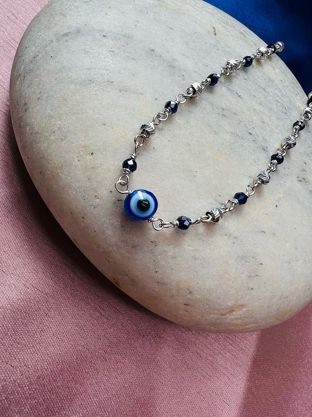 

Arte Jewels 925 Sterling Silver Evil Eye Beaded Anklet