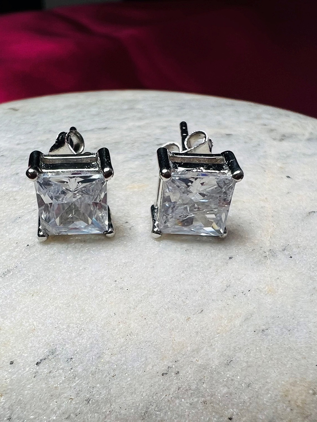 

Arte Jewels 925 Sterling Silver Cubic Zirconia Square Studs Earrings