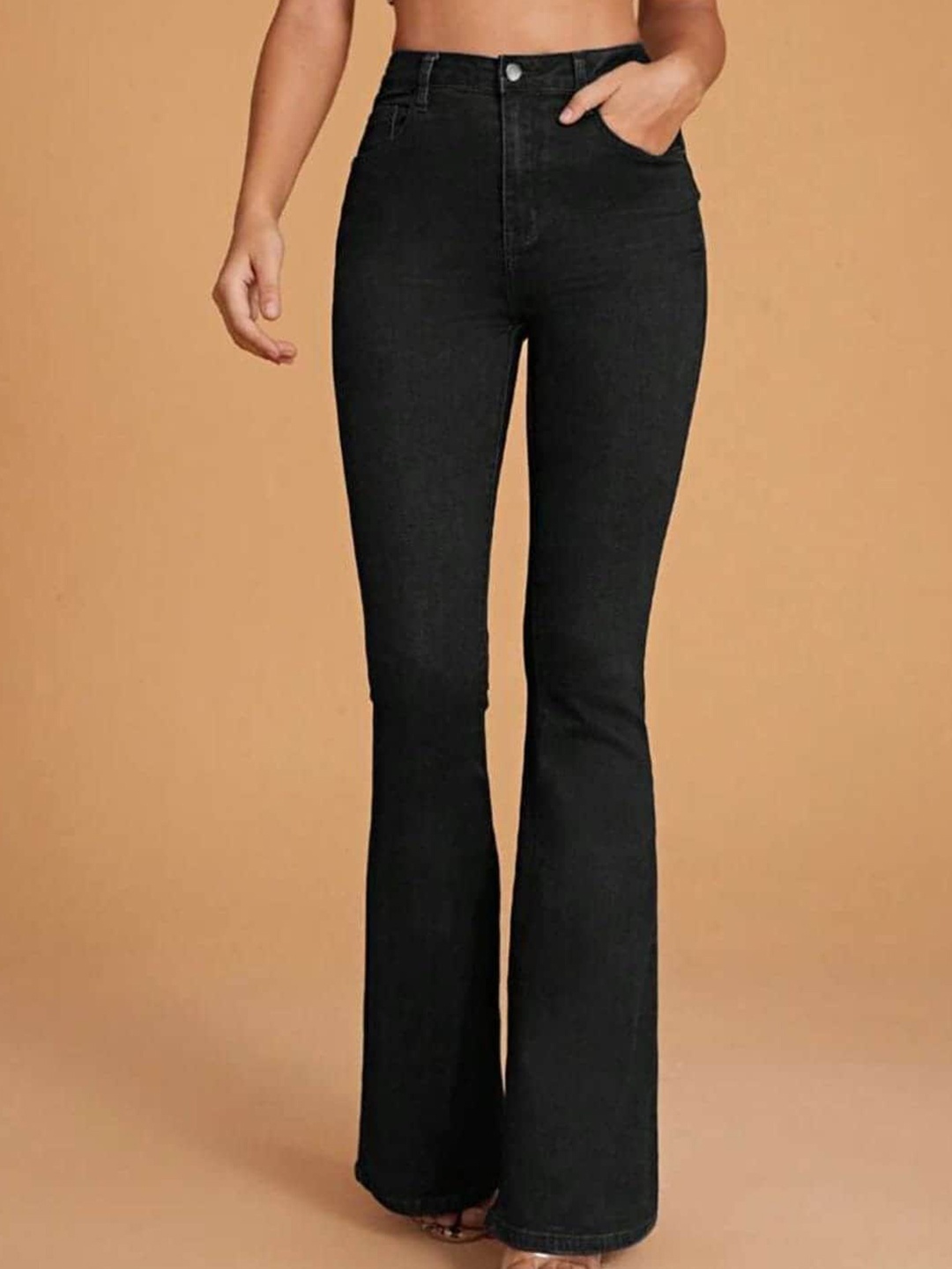 

Next One Women Smart Bootcut High-Rise Low Distress Cotton Stretchable Jeans, Black