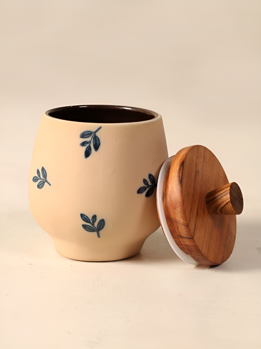 

Peepul Tree Printed Ceramic Jar, Beige