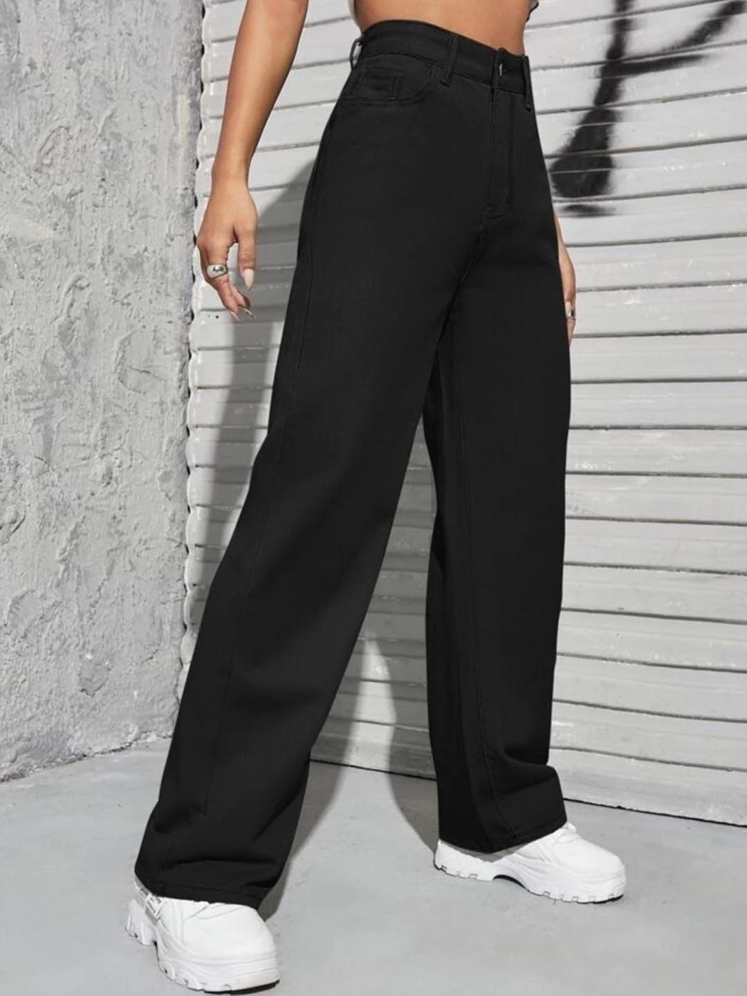 

BROADSTAR Women Smart Straight Fit High-Rise Clean Look Stretchable Jeans, Black