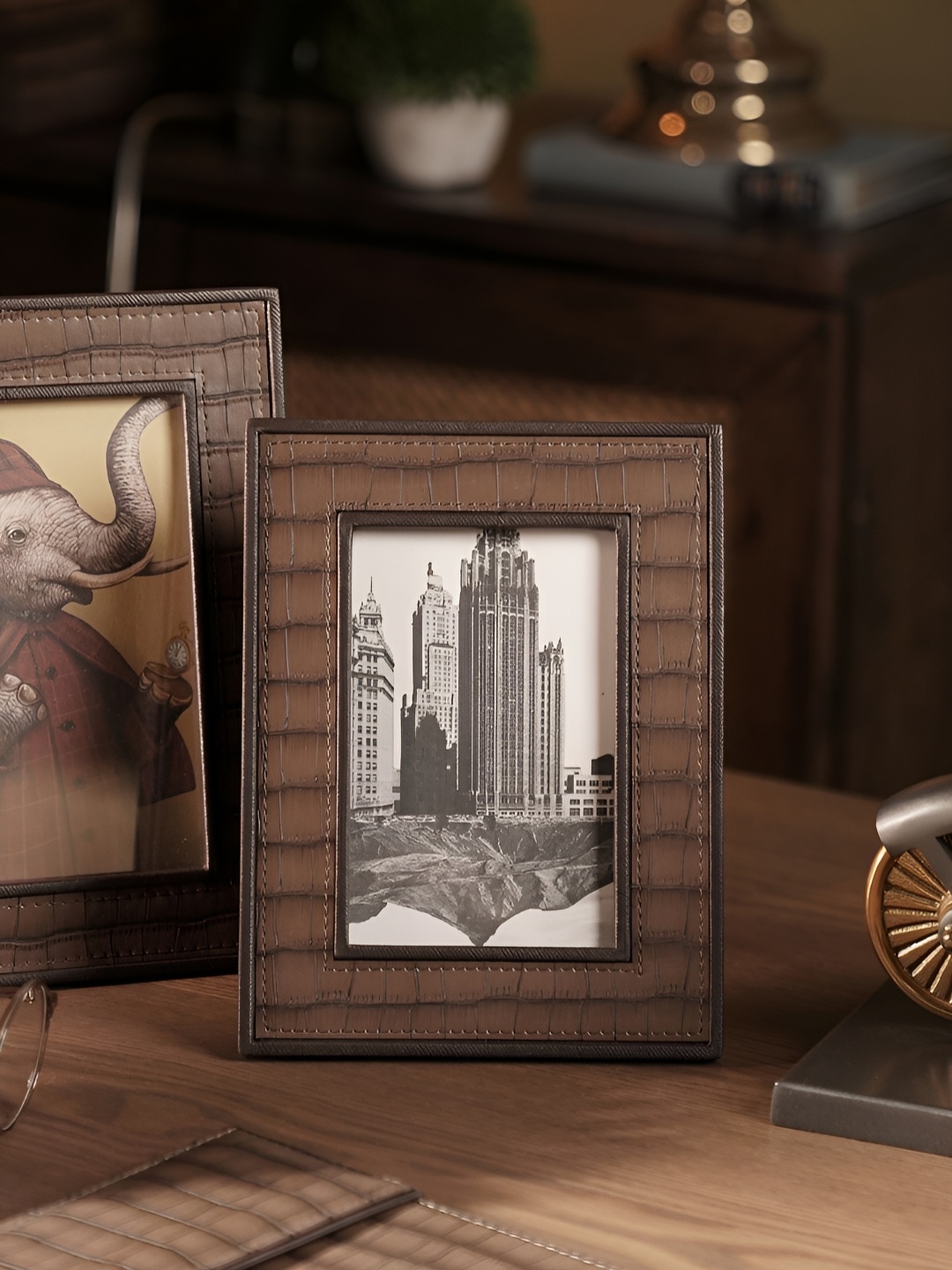 

Pure Home and Living Brown Glass Table Photo Frames