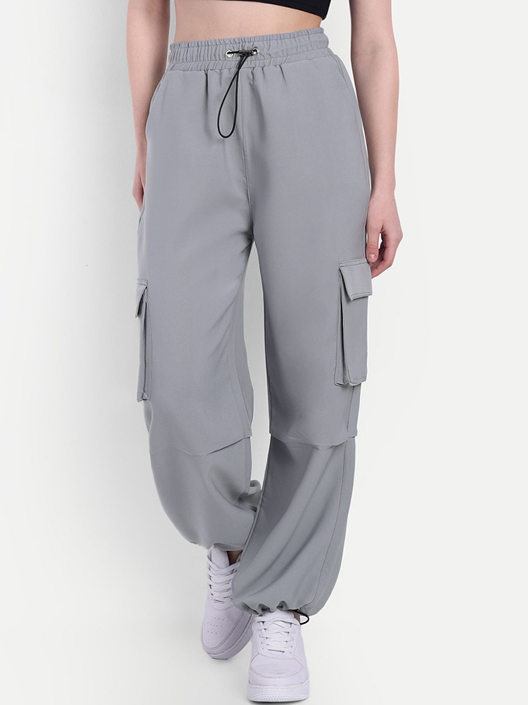

BROADSTAR Women Baggy-Fit Cargo Joggers, Grey