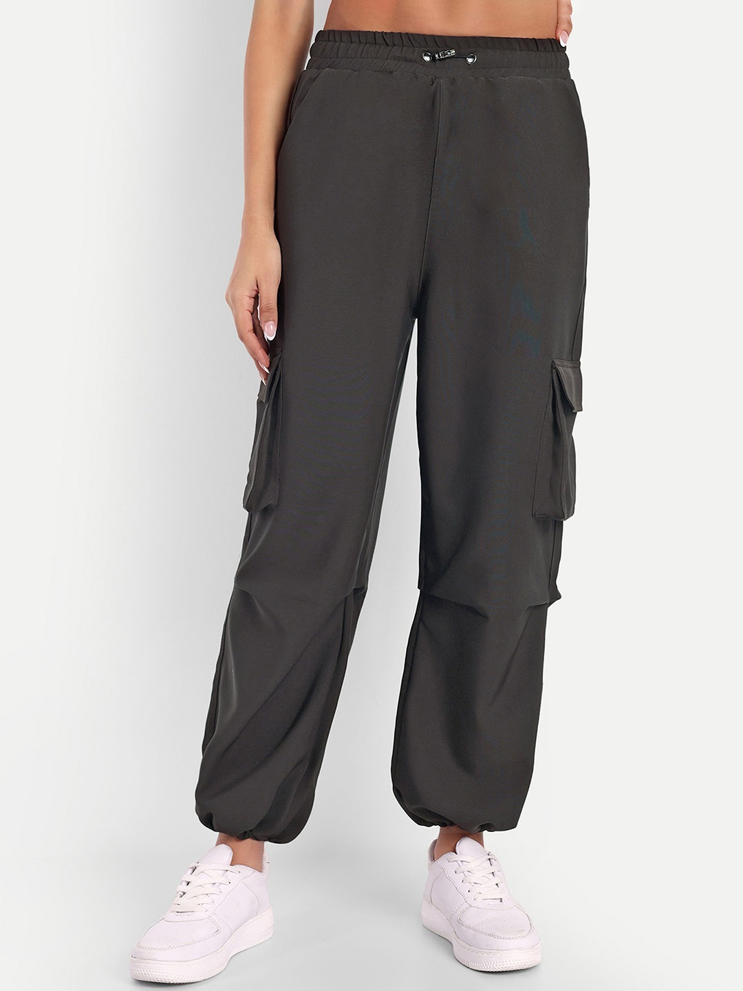 

BROADSTAR Women High Rise Baggy-Fit Joggers, Coffee brown