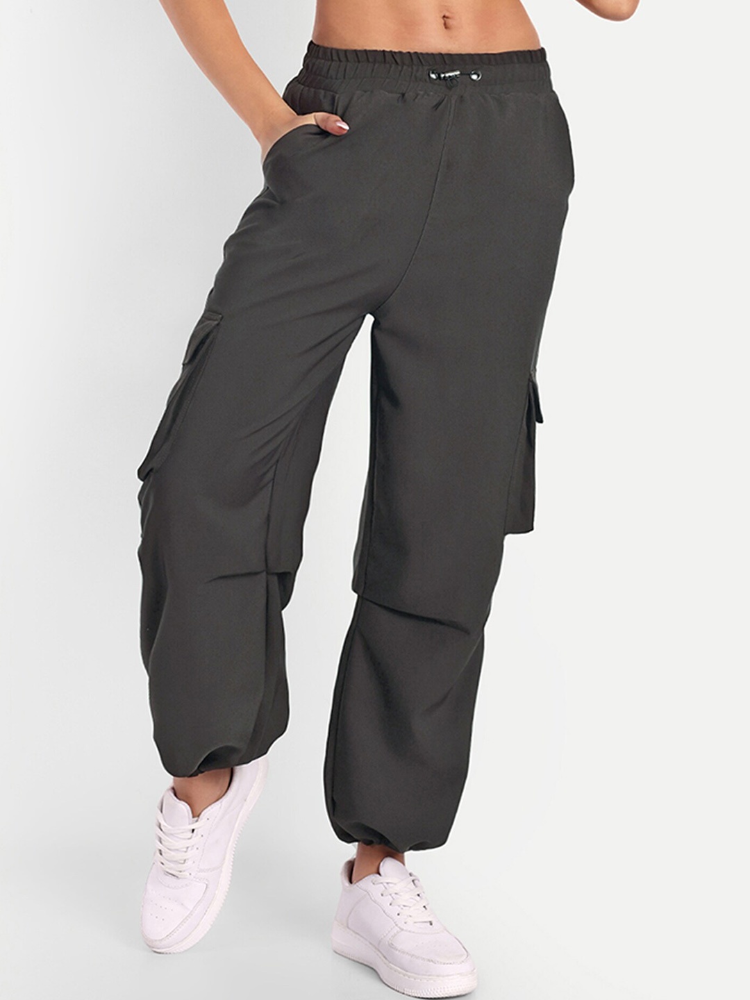 

BROADSTAR Women Baggy-Fit High-Rise Joggers, Black