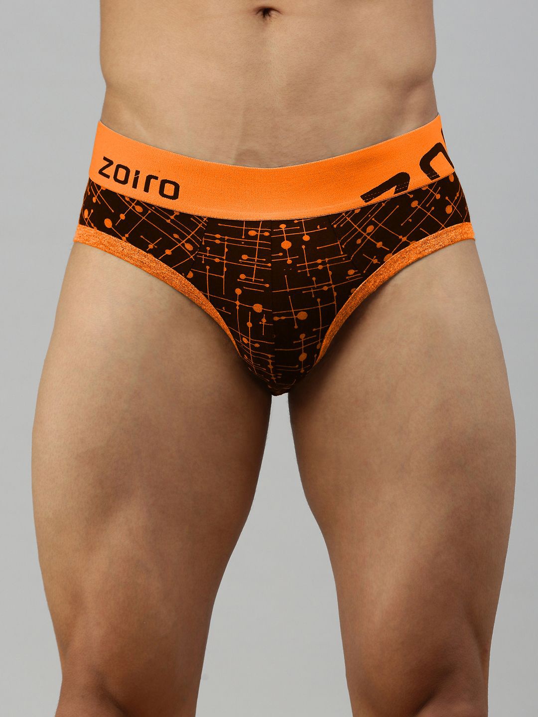 

Zoiro Abstract Printed Basic Briefs ZO-BRI-1521-POPU-S-1PC, Orange