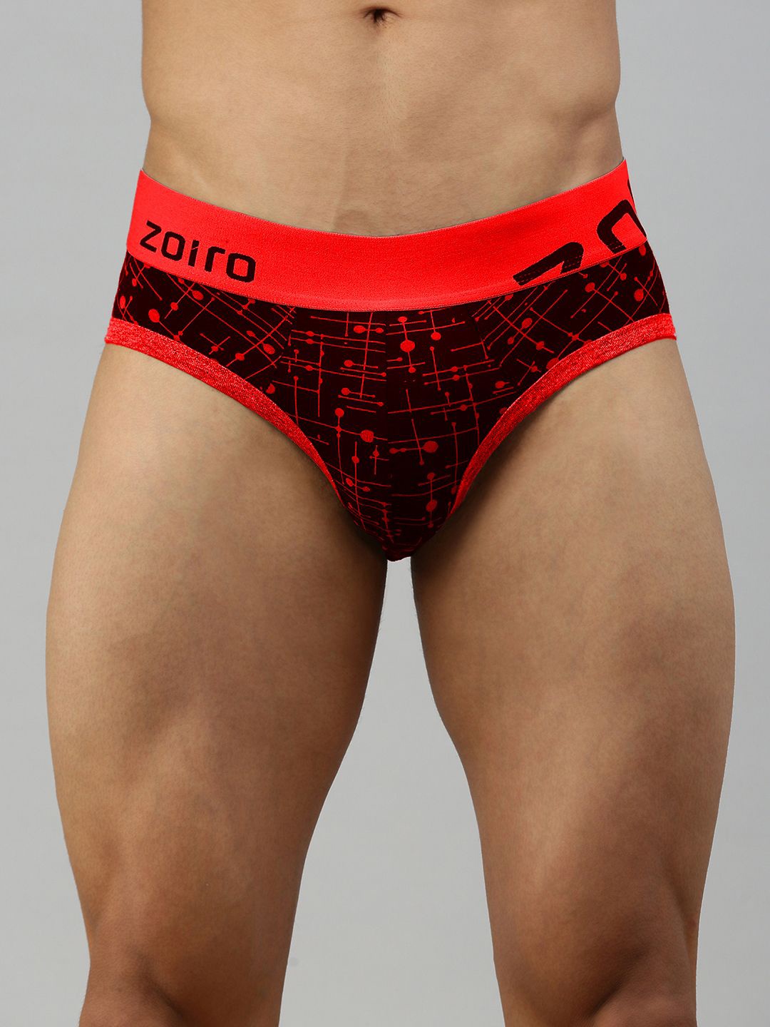 

Zoiro Abstract Printed Cotton Basic Brief-ZO-BRI-1521-PRLR-S-1PC, Red