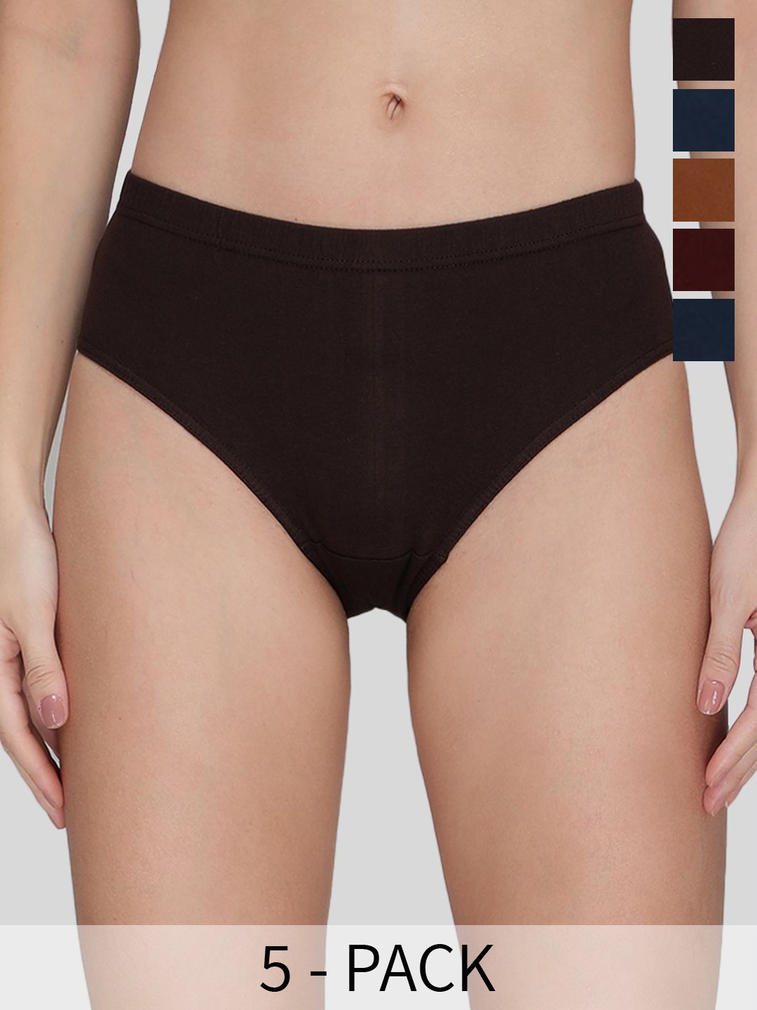 

AMUL COMFY Pack Of 5 Pure Cotton Mid-Rise Briefs, Black