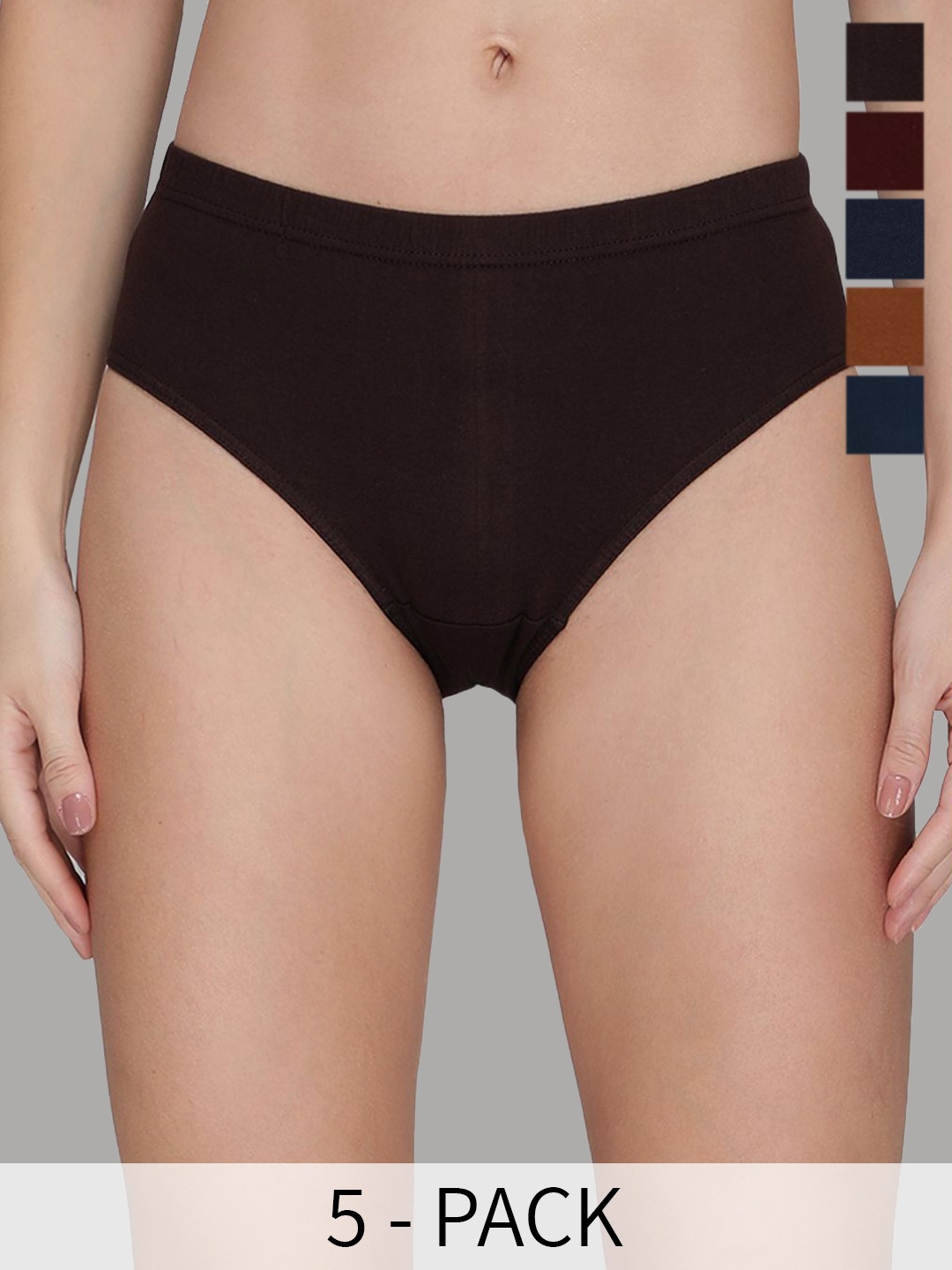 

AMUL COMFY Pack Of 5 Pure Cotton Mid-Rise Briefs, Black