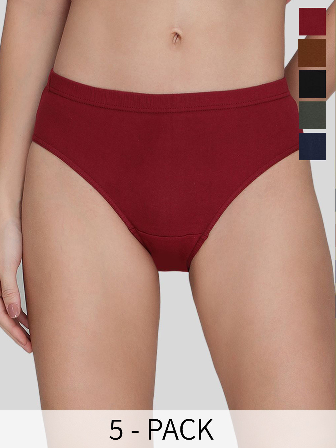 

AMUL COMFY Pack Of 5 Pure Cotton Mid-Rise Briefs, Red