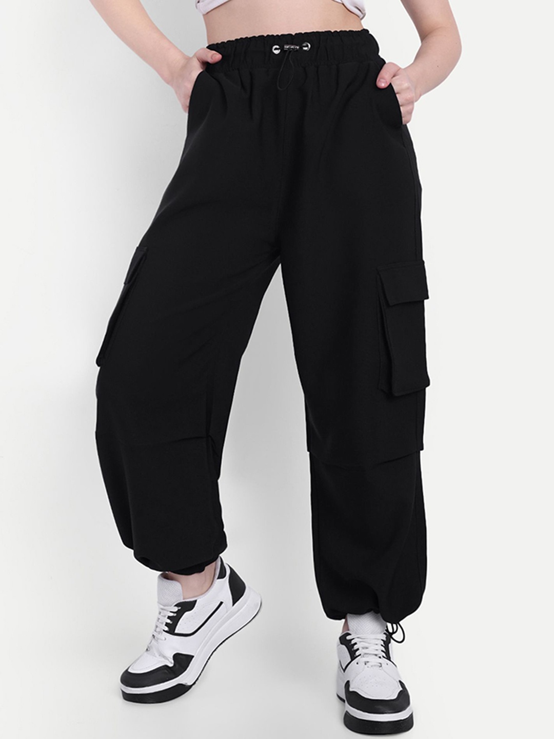 

Next One Women High Rise Baggy Fit Joggers, Black