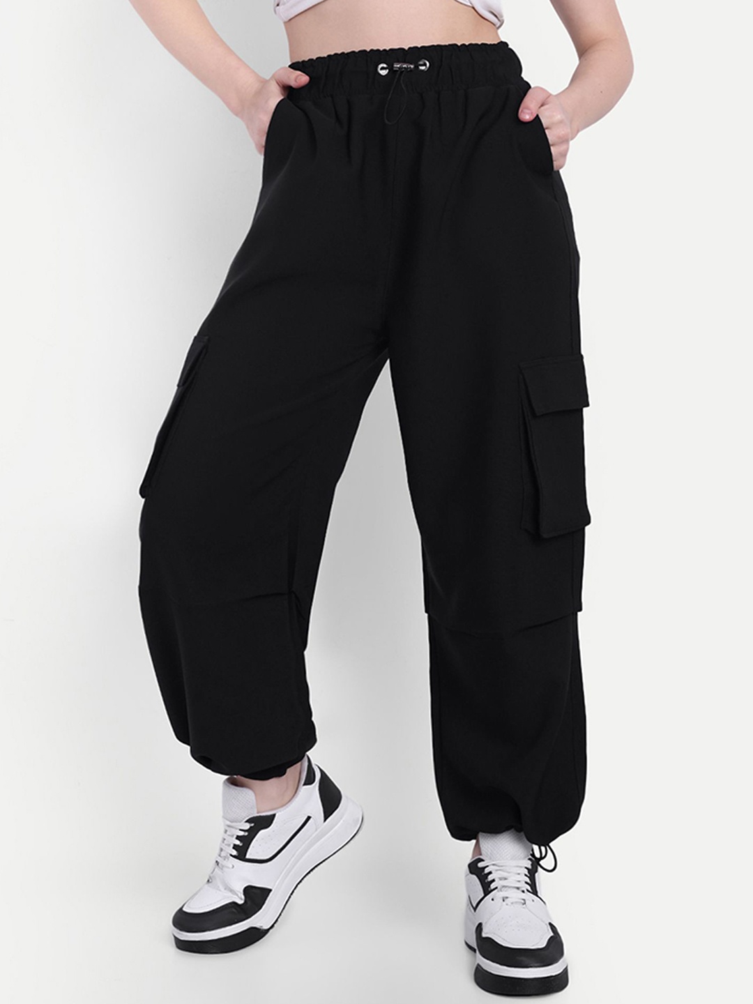 

Next One Women Baggy-Fit Mid-Rise Joggers, Black