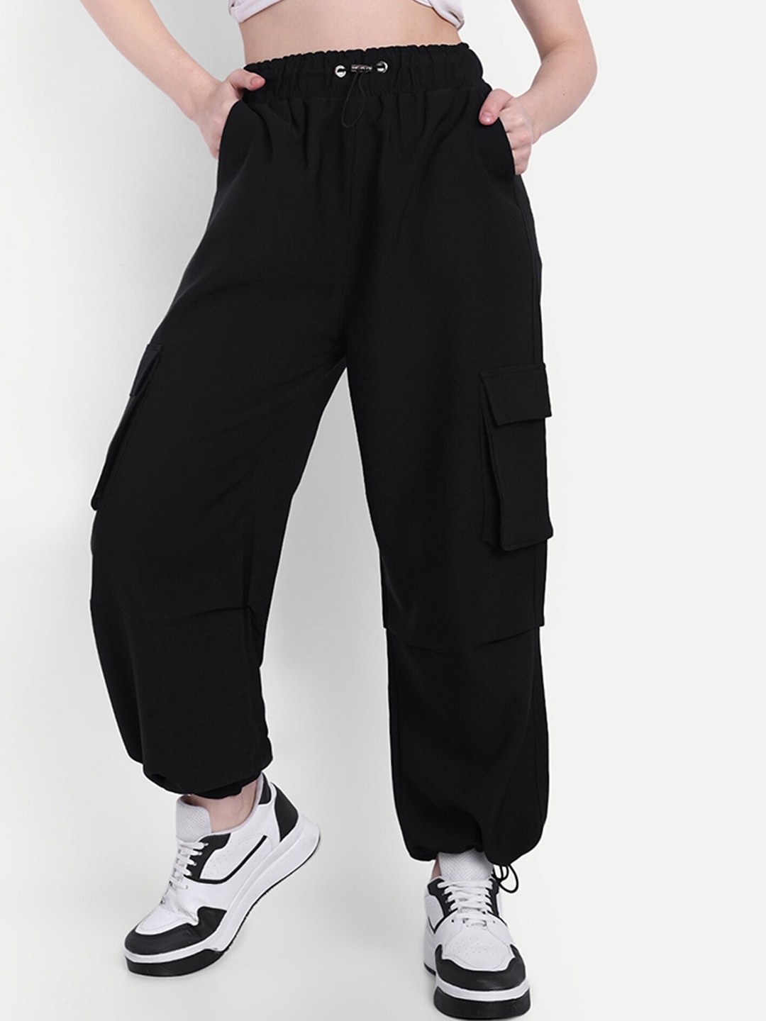 

Next One Women Baggy-Fit Cargo Joggers, Black