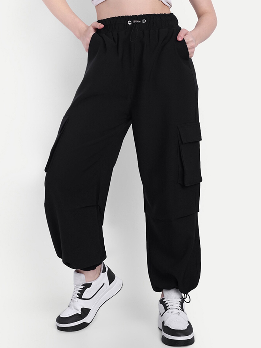 

Next One Women Baggy-Fit High-Rise Joggers, Black