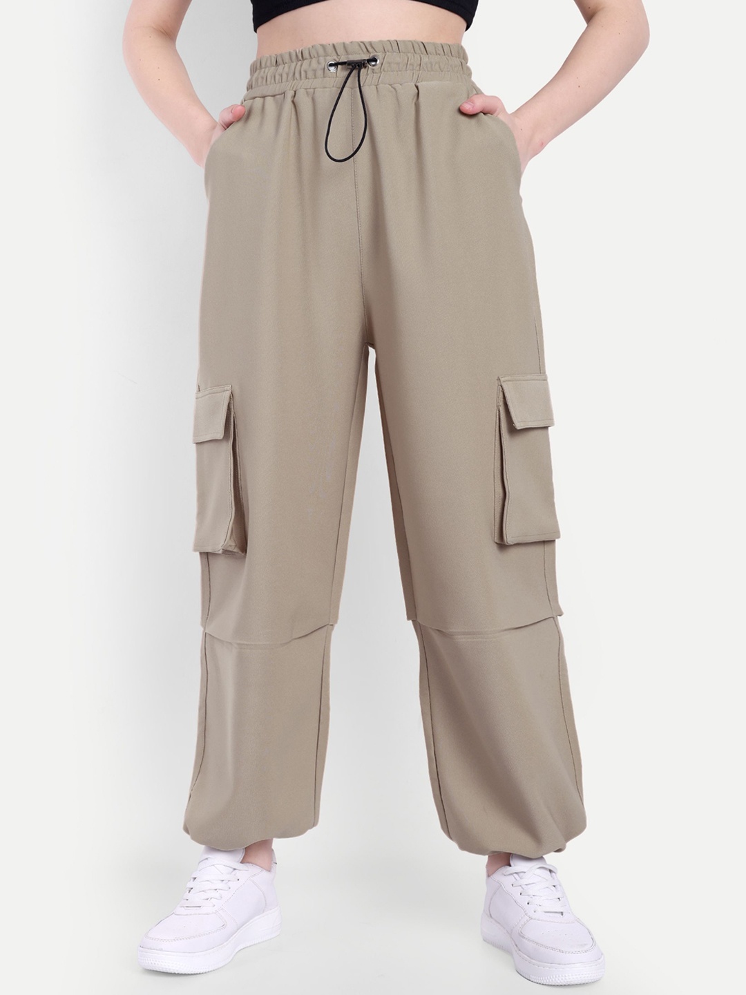 

Next One Women Baggy-Fit Cargo Joggers, Beige