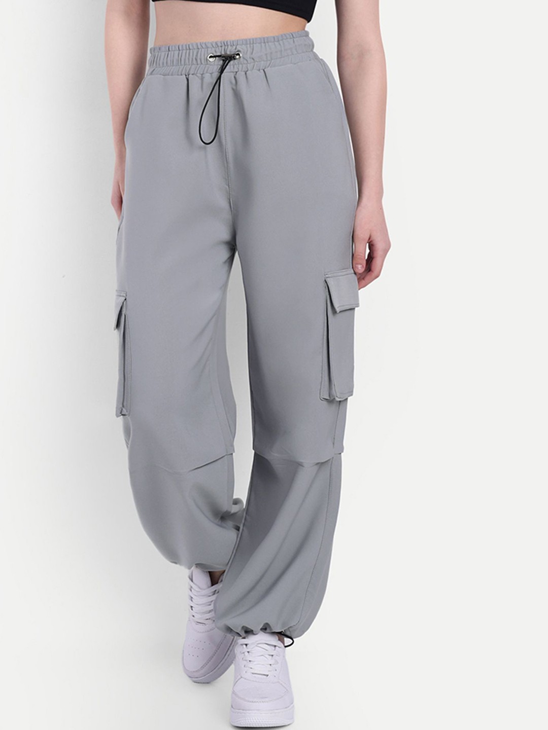 

Next One Women High-Rise Baggy Fit Joggers, Grey