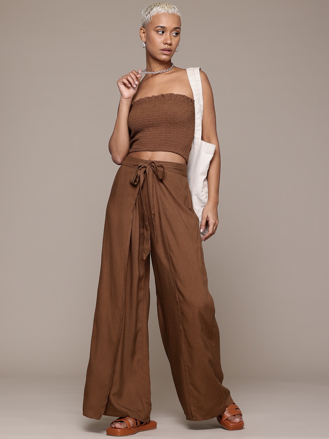

Roadster Crop Top With Palazzos, Brown