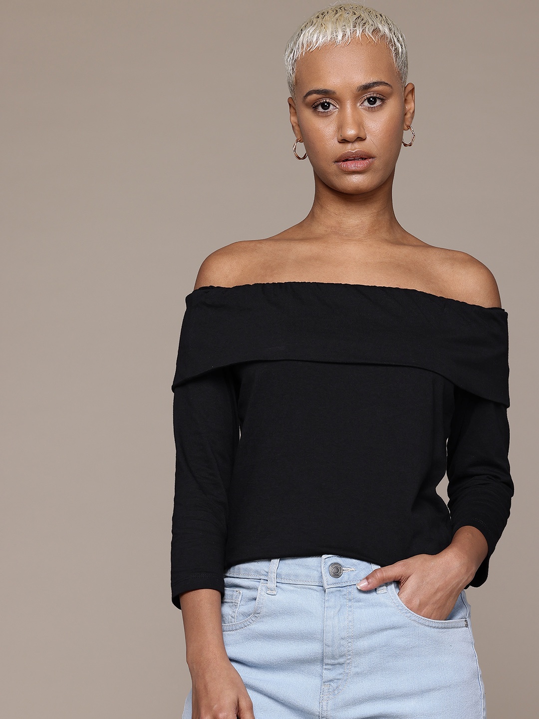 

Roadster Off-Shoulder Top, Black