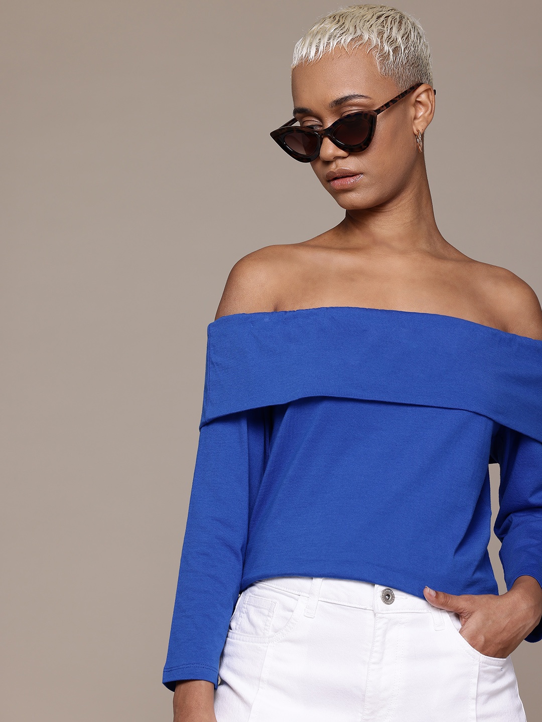 

Roadster Off-Shoulder Top, Blue