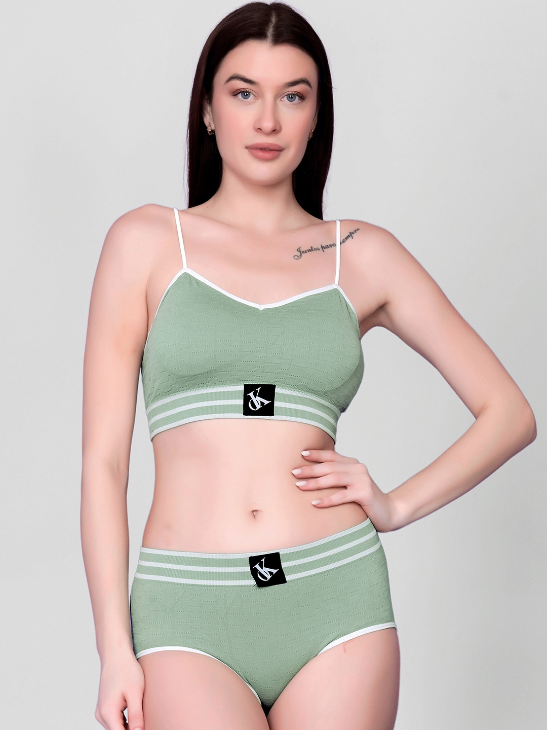 

Gopalvilla Full-Coverage Lingerie Set, Green