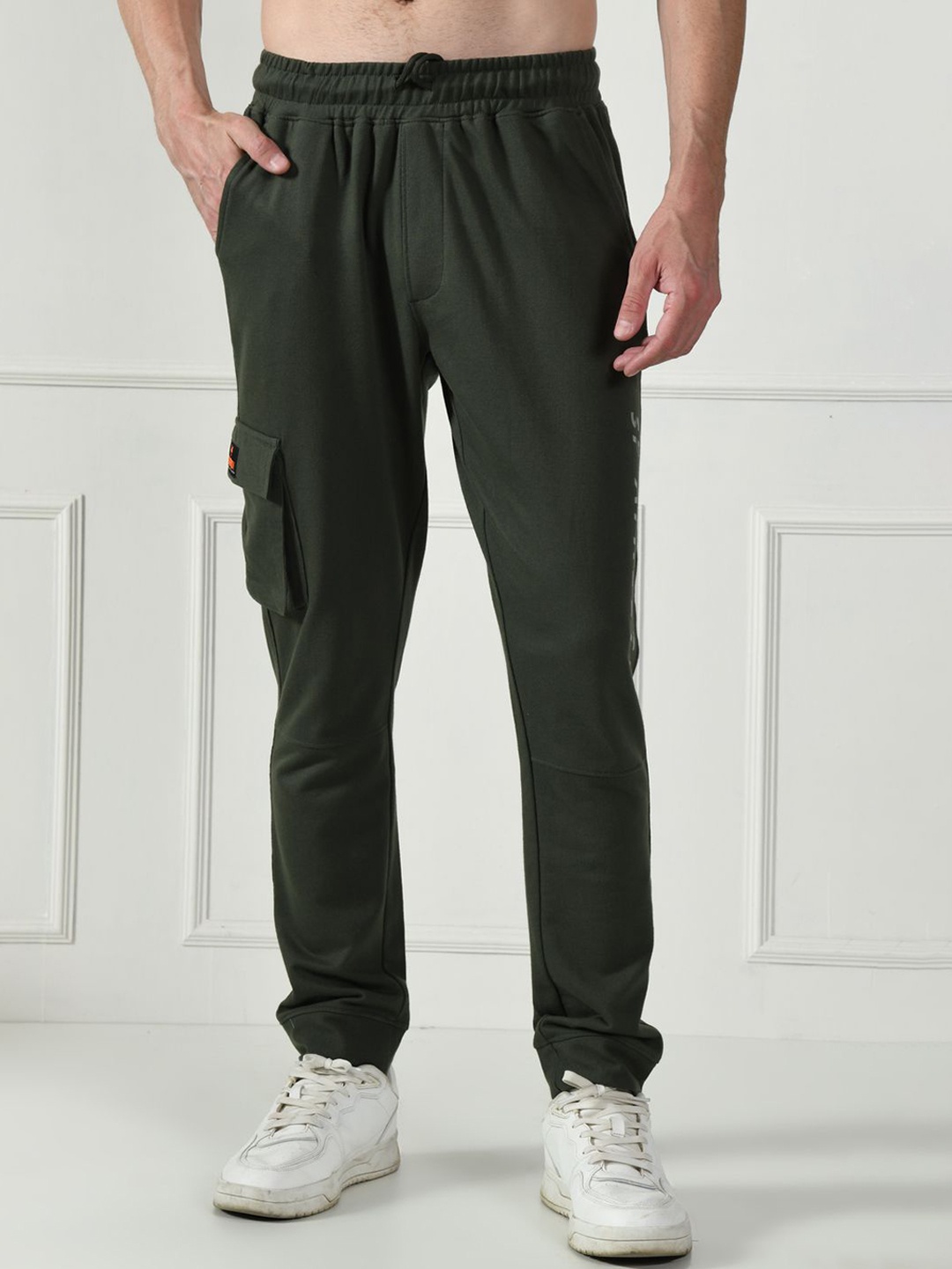 

STARFOX Men Mid-Rise Cotton Track Pants, Olive