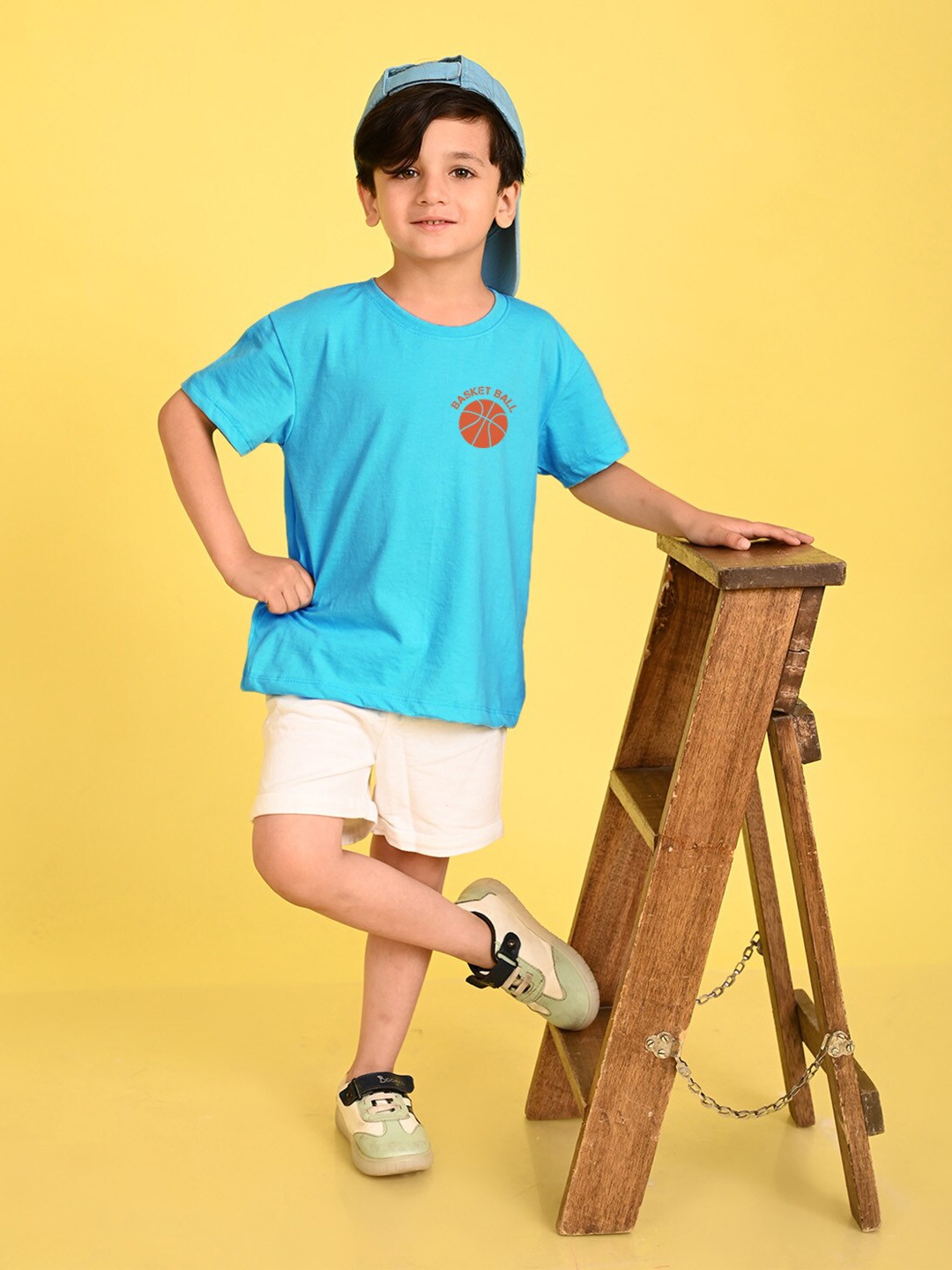 

NUSYL Boys Typography Printed Oversized Round Neck T-shirt, Blue