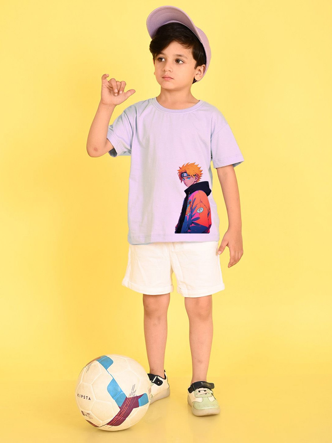 

NUSYL Boys Naruto Graphic Printed Round Neck T-shirt, Purple
