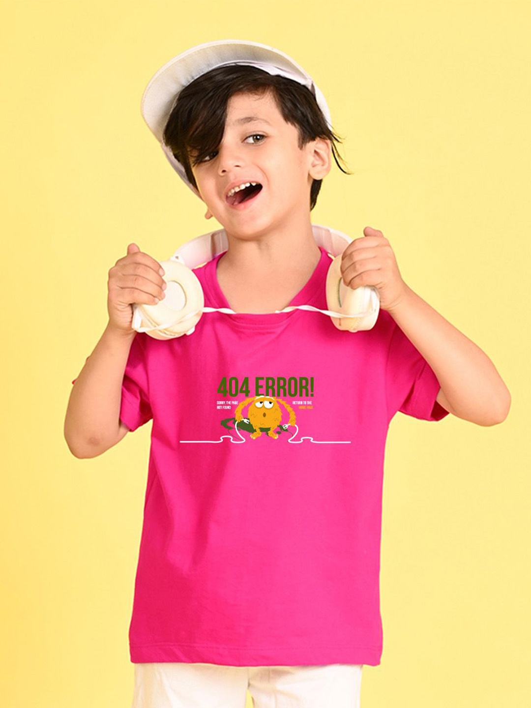 

NUSYL Boys Round Neck Typography Printed Oversized T-shirt, Pink