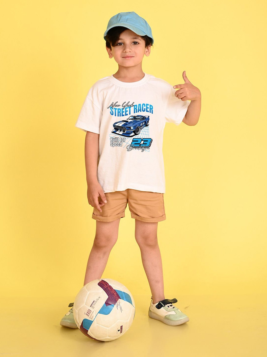 

NUSYL Boys Graphic Printed Round Neck Oversized T-shirt, Off white