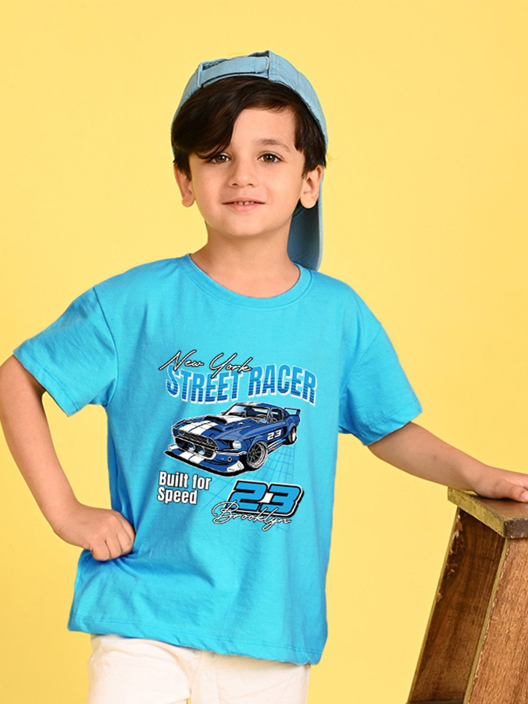

NUSYL Boys Round Neck Typography Printed Oversized T-shirt, Blue