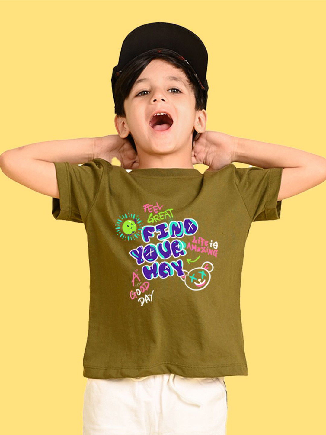 

NUSYL Boys Printed Applique T-shirt, Green