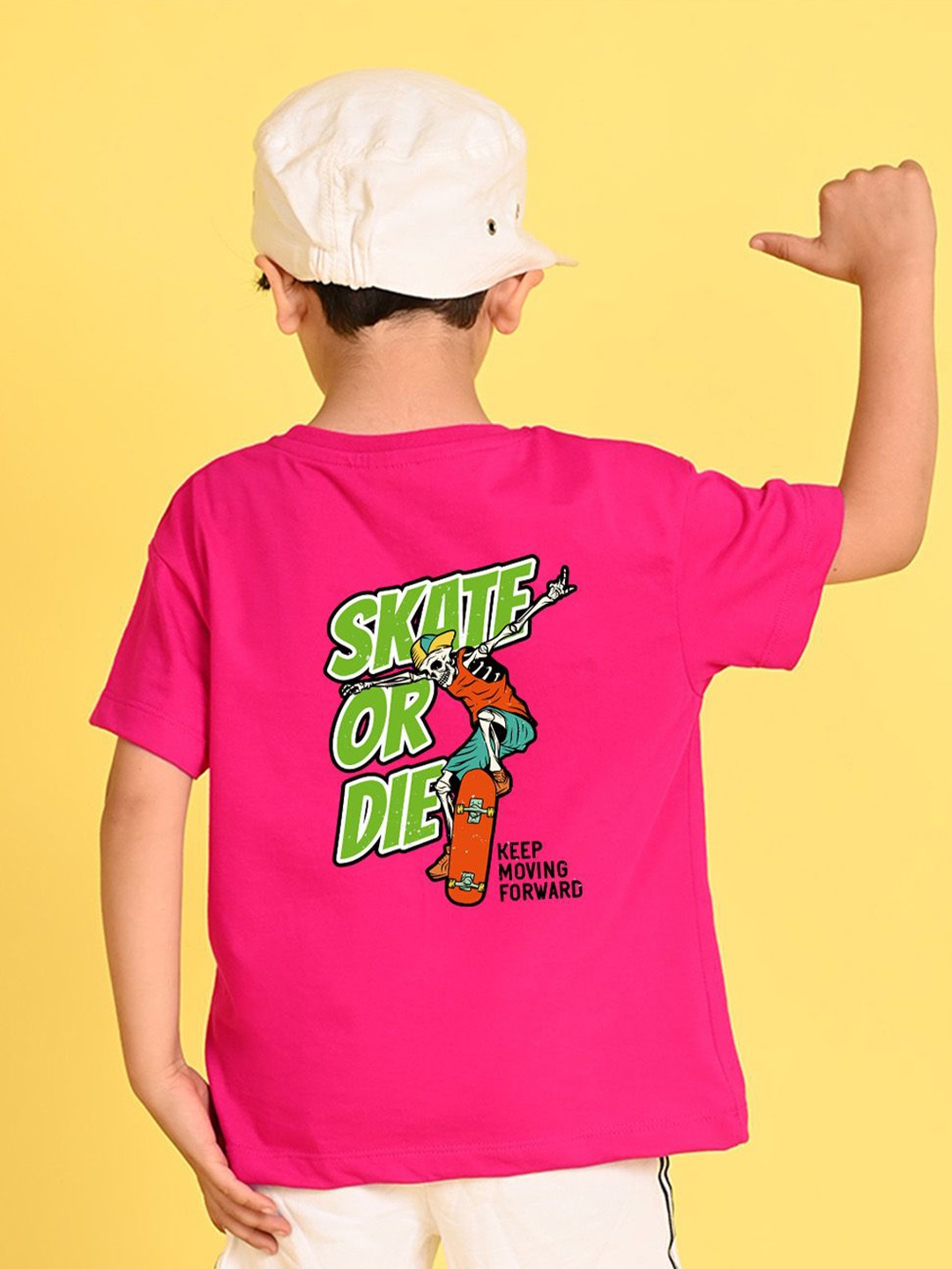 

NUSYL Boys Round Neck Typography Printed Oversized T-shirt, Pink