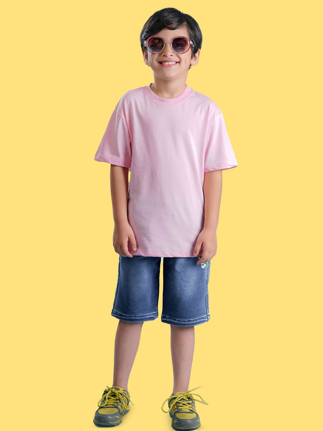 

NUSYL Boys Typography Printed Round Neck Oversized T-shirt, Pink