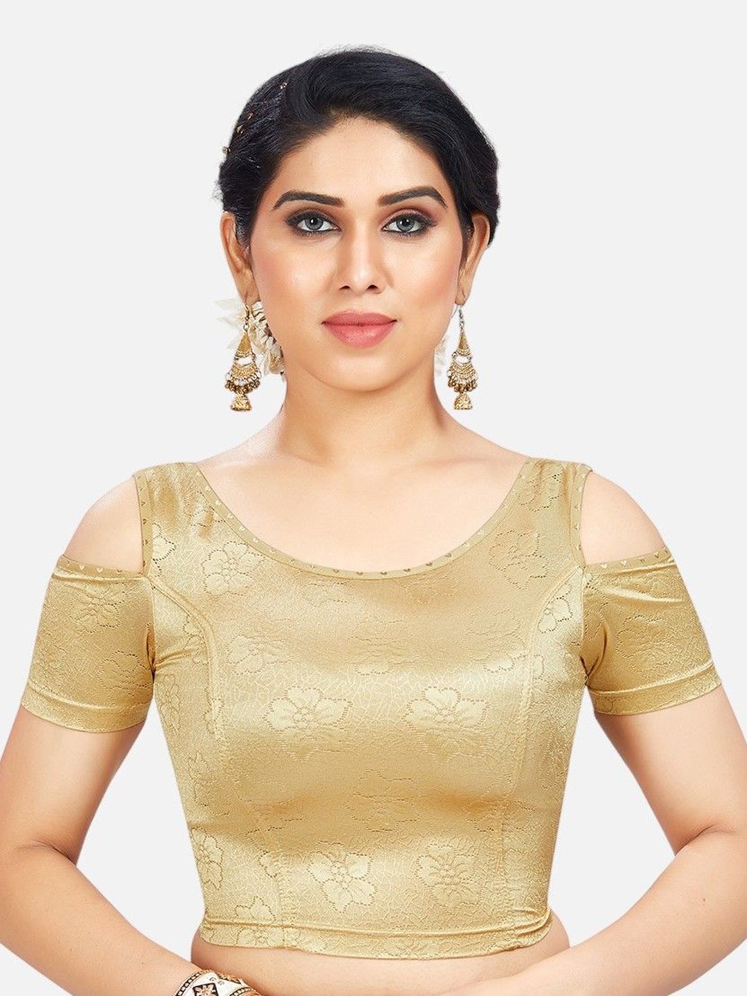 

Biyu Woven Design Readymade Saree Blouse, Gold