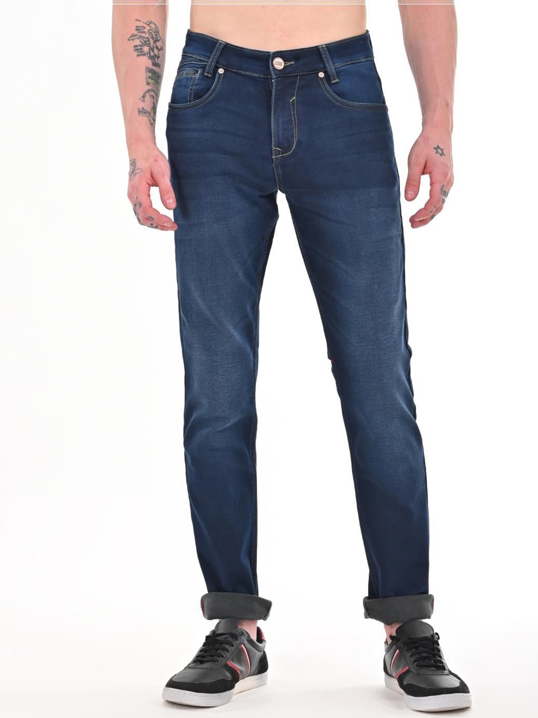 

Jean Cafe Men Jean Slim Fit Clean Look Light Fade Stretchable Jeans, Blue