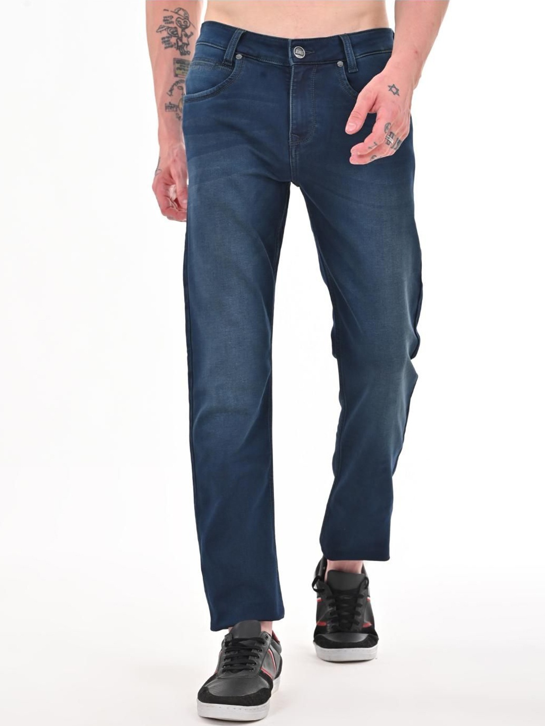 

Jean Cafe Men Jean Slim Fit Clean Look Light Fade Stretchable Jeans, Blue