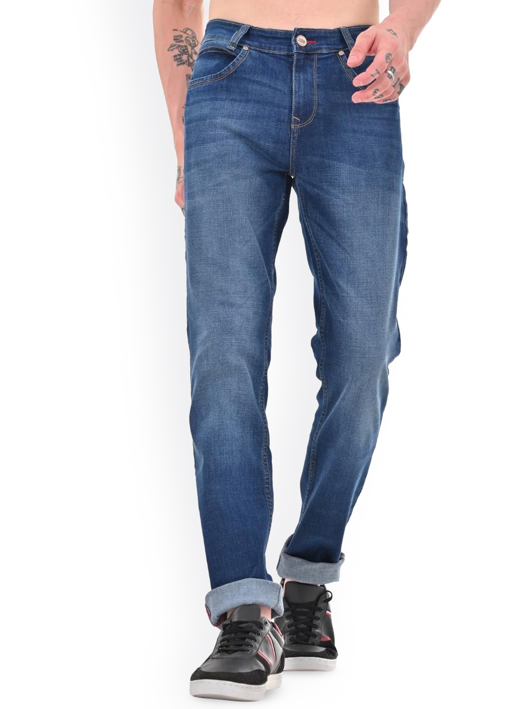 

Jean Cafe Men Jean Slim Fit Clean Look Light Fade Stretchable Jeans, Blue